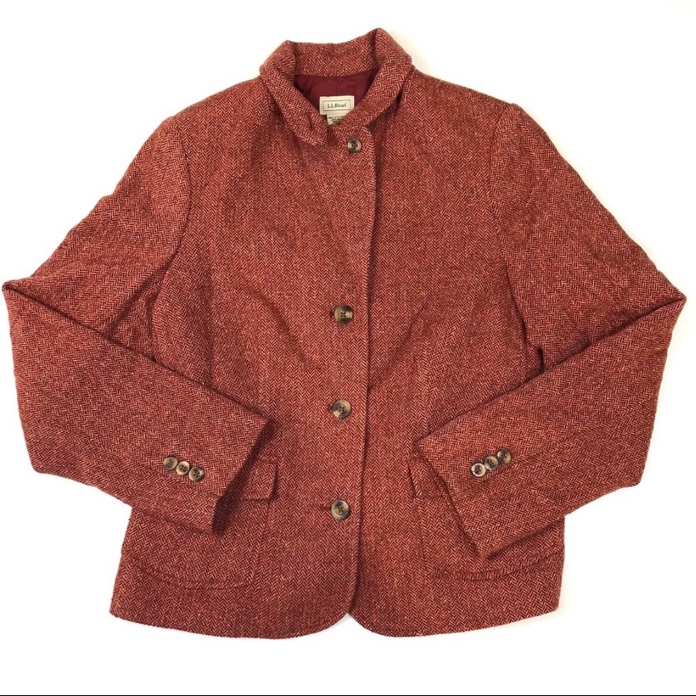 LL Bean Silk Wool Blend Blazer Jacket Medium Pink